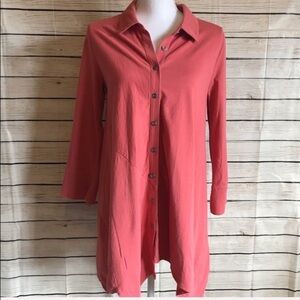 Soft Surroundings Standout Coral Button Tunic
